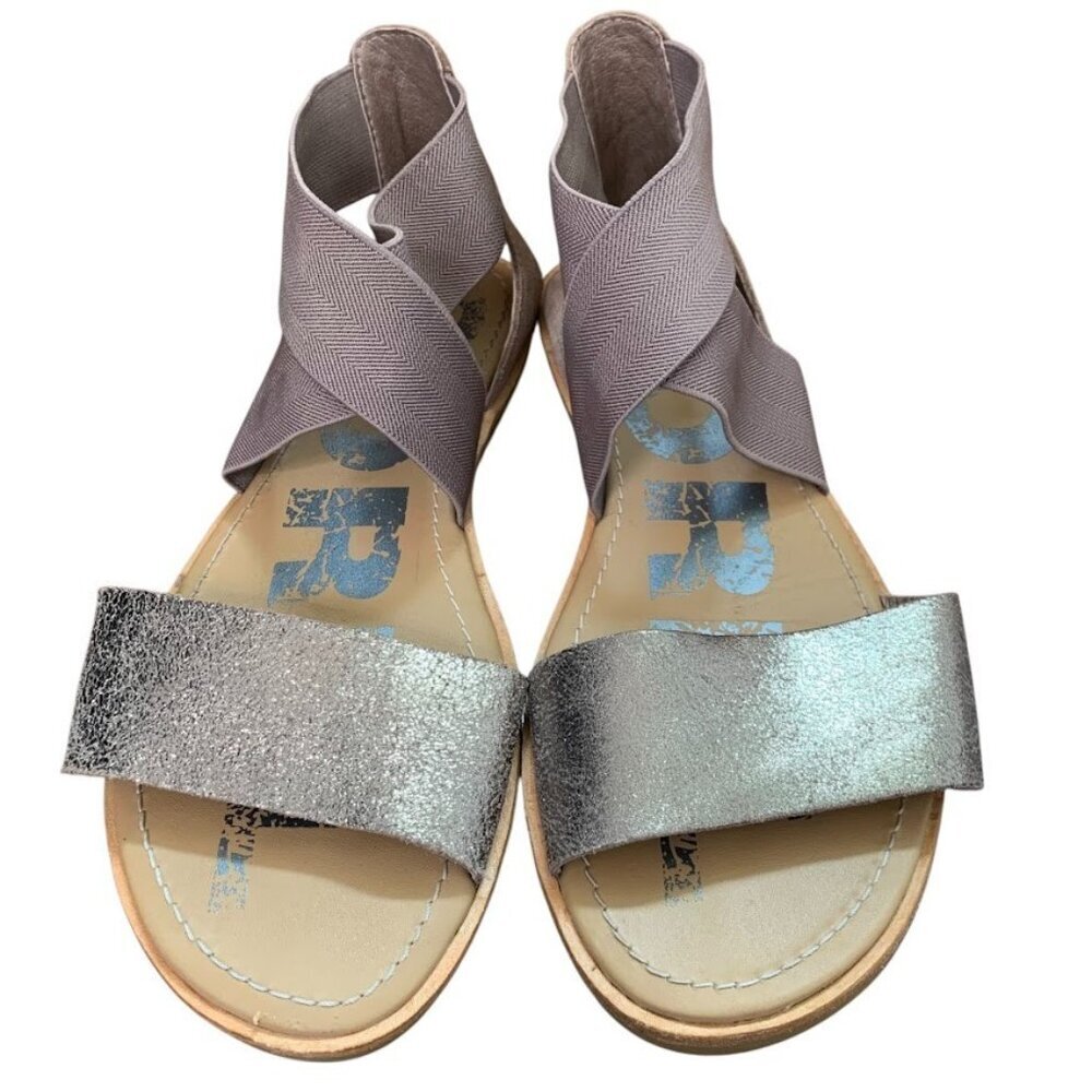 Sorel Womens 7.5 Gold Metallic Comfort Sandals Stretch Elastic Ankle Strap